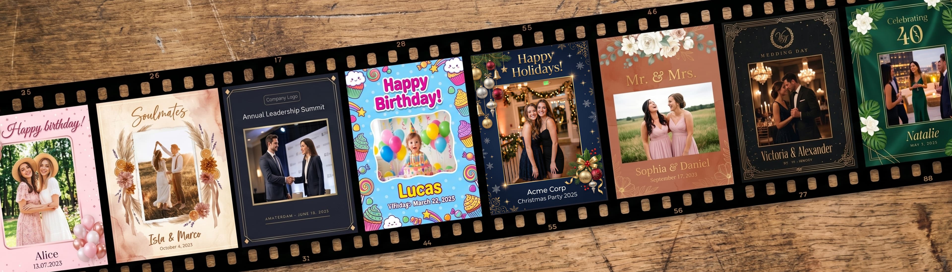 Event photo frames showcase